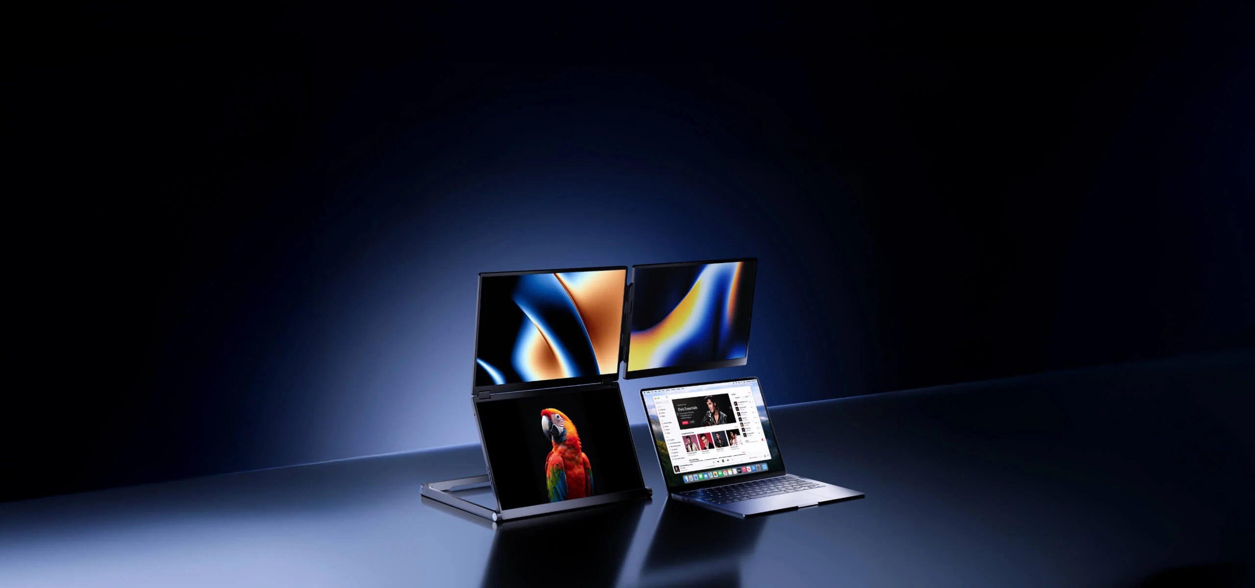 NexFold Fold 7 triple-screen workstation